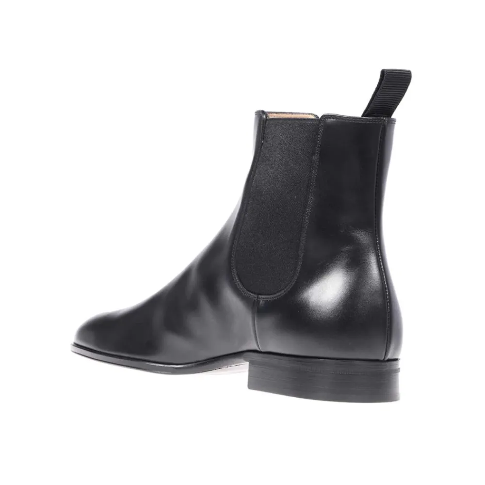 Chelsea Boots^Gianvito Rossi Læder Ankelstøvler med Elastiske Indsatser Sort