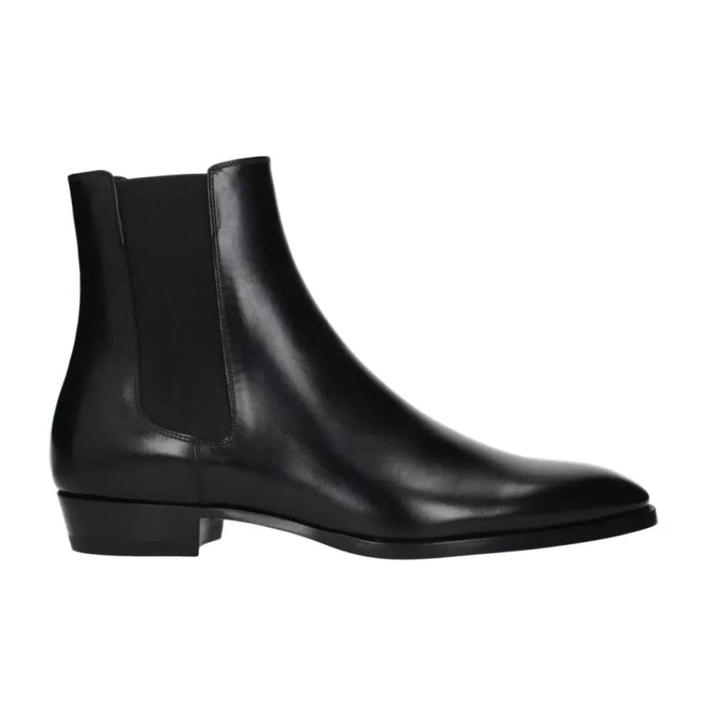 Chelsea Boots|Støvler^CELINE Læder Ankelstøvler med Side Lynlåsdetalje Sort