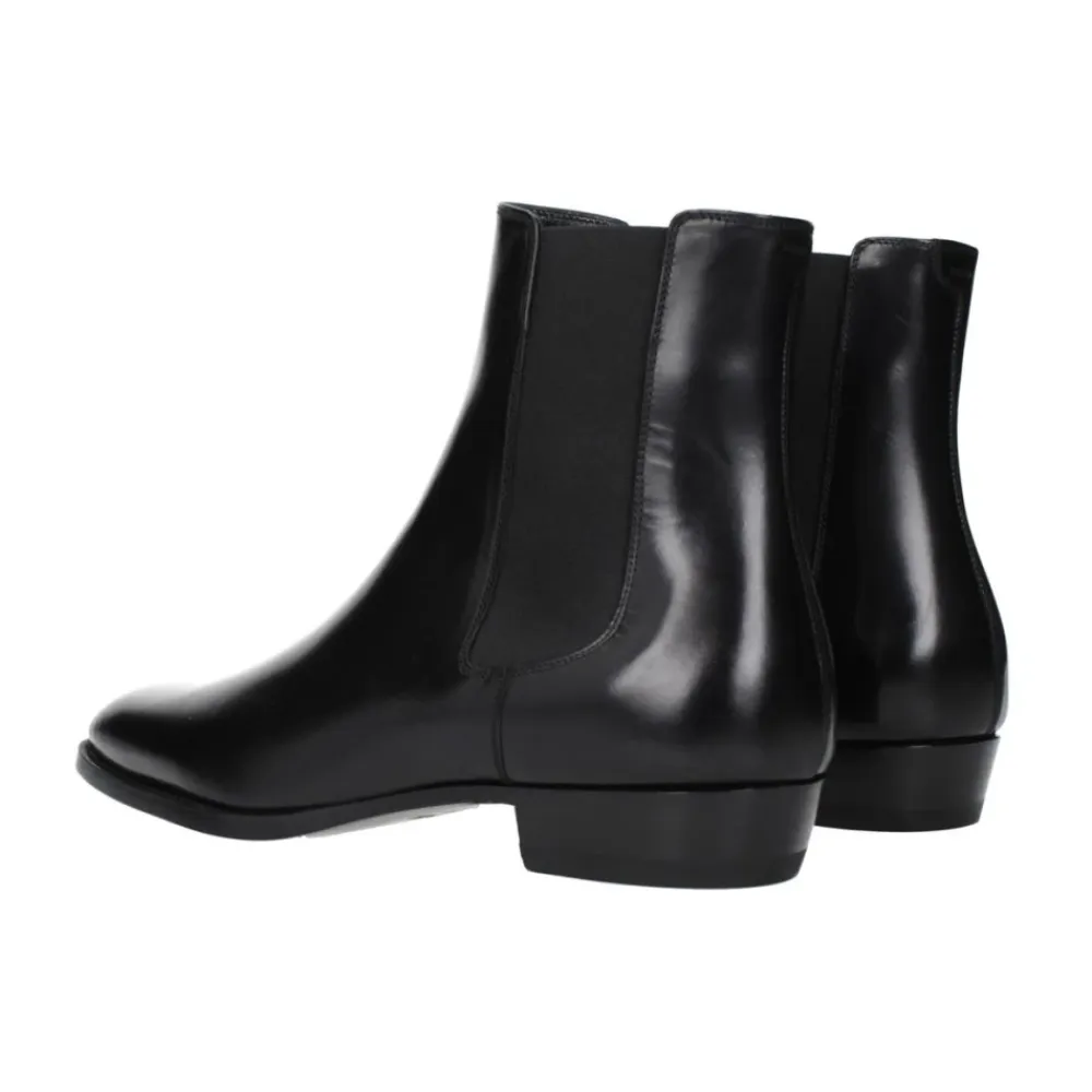 Chelsea Boots|Støvler^CELINE Læder Ankelstøvler med Side Lynlåsdetalje Sort