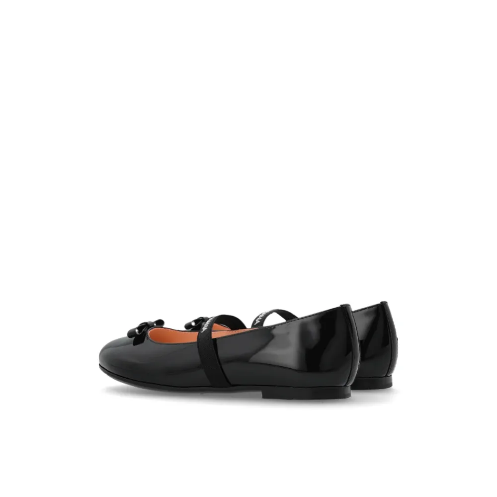 Ballerinasko^Dolce & Gabbana Læder balletflader med elastikrem Sort