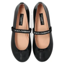 Ballerinasko^Dolce & Gabbana Læder balletflader med elastikrem Sort