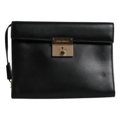 Tasker|Laptop Tasker<Dolce & Gabbana Læder Logo Plade Dokumentmappe Taske Sort