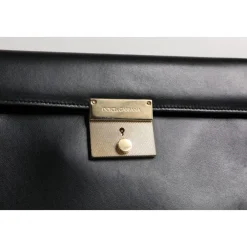 Tasker|Laptop Tasker<Dolce & Gabbana Læder Logo Plade Dokumentmappe Taske Sort