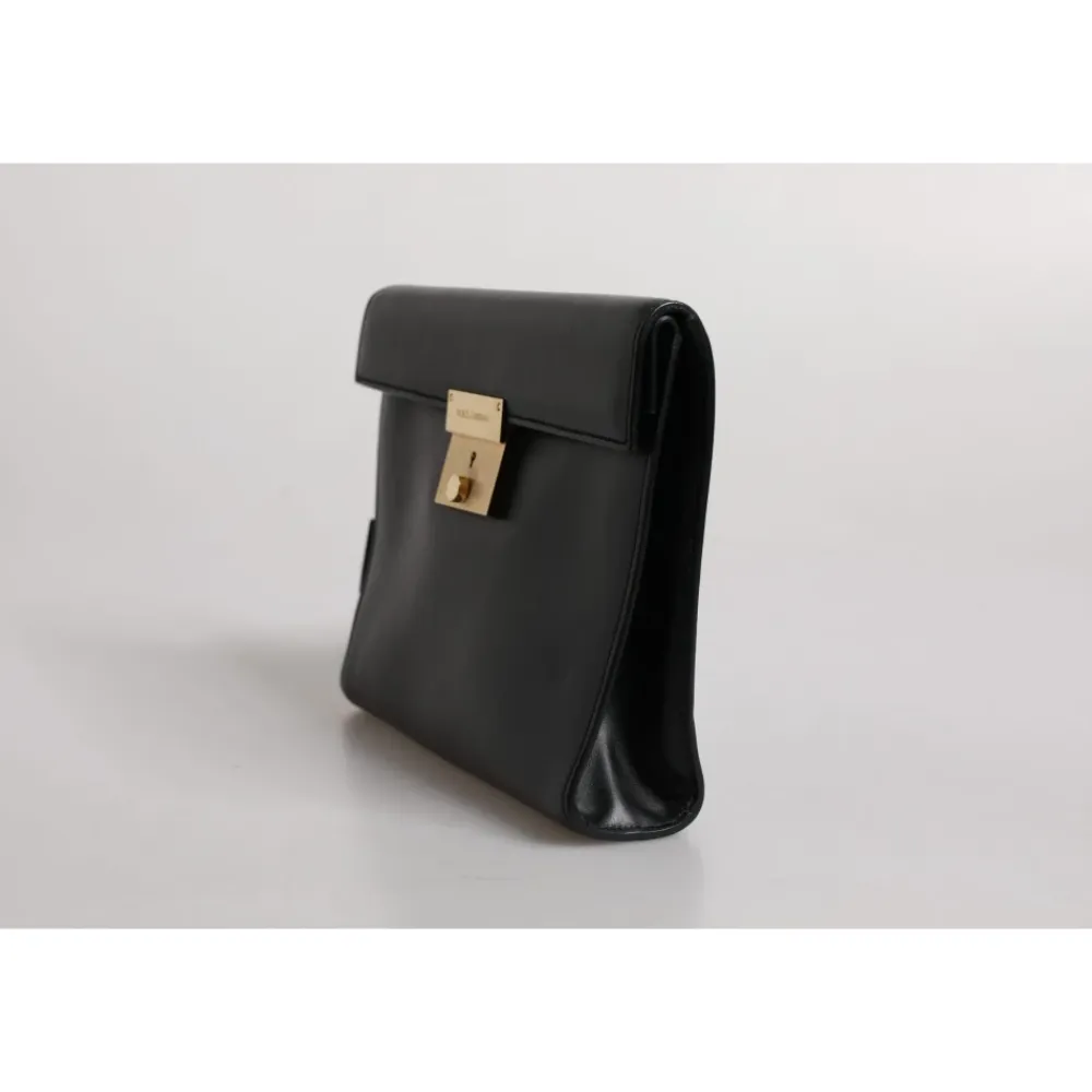 Tasker|Laptop Tasker<Dolce & Gabbana Læder Logo Plade Dokumentmappe Taske Sort
