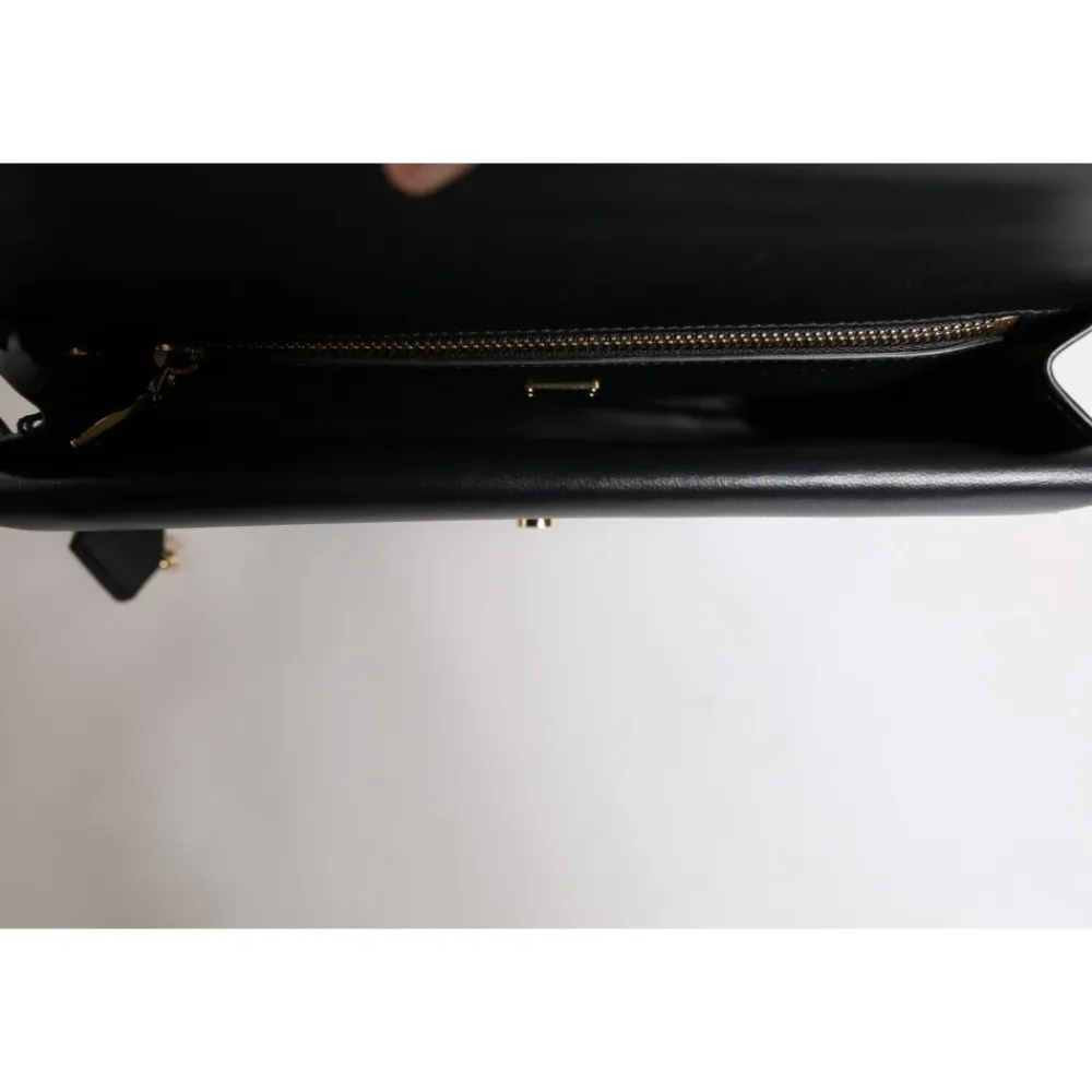 Tasker|Laptop Tasker<Dolce & Gabbana Læder Logo Plade Dokumentmappe Taske Sort