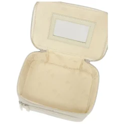 Toilettasker^Kazar Læder makeuptaske med spejl og børsteholdere Beige