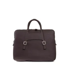 Laptop Tasker<Santoni Læder Skuldertaske Hammered Brun