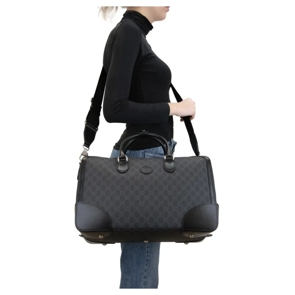 Rejsetasker^Gucci Læder skuldertaske med 'GG' logo Sort
