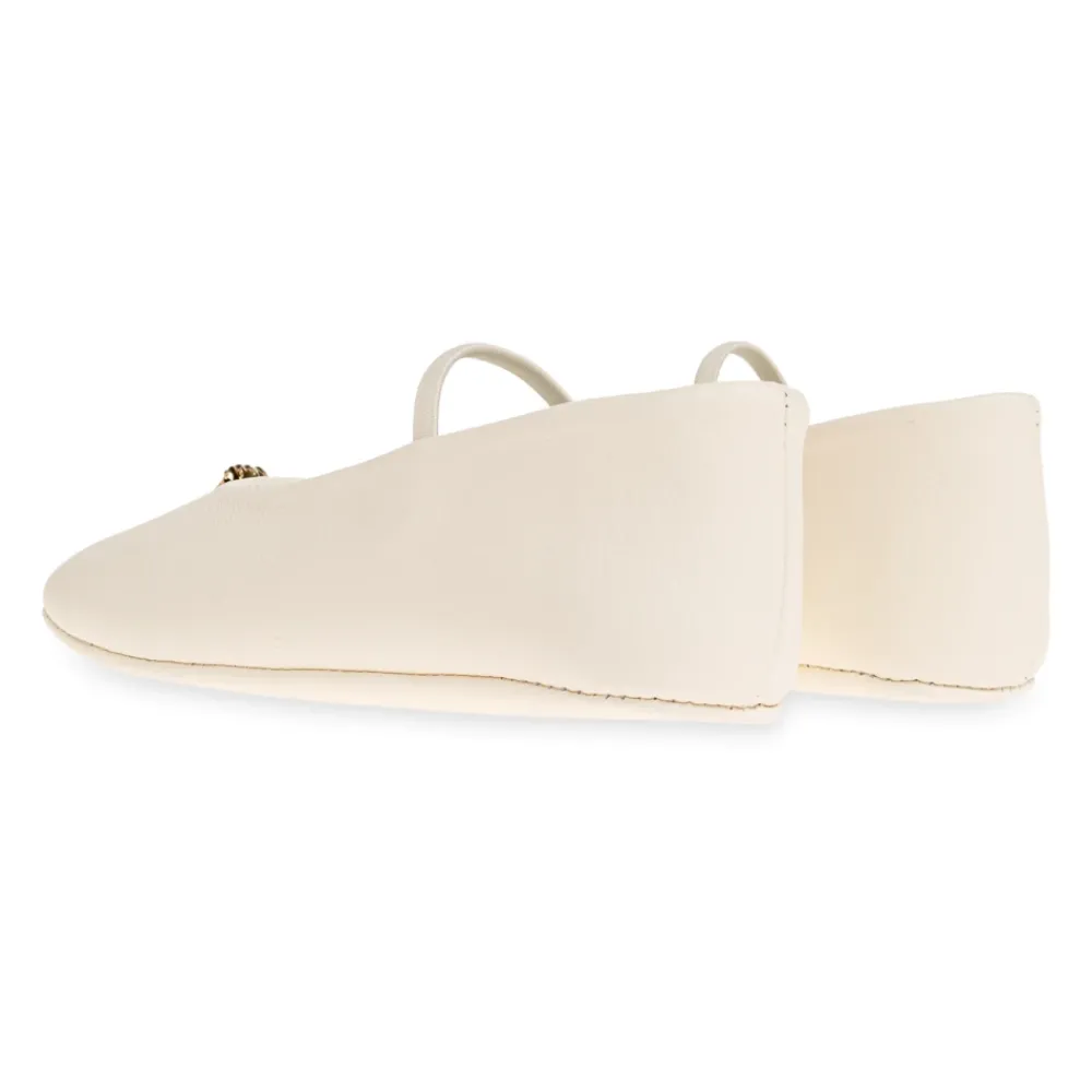 Ballerinasko<Versace Læderballerinaer Beige