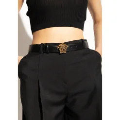 Bælter<Versace Læderbælte Sort