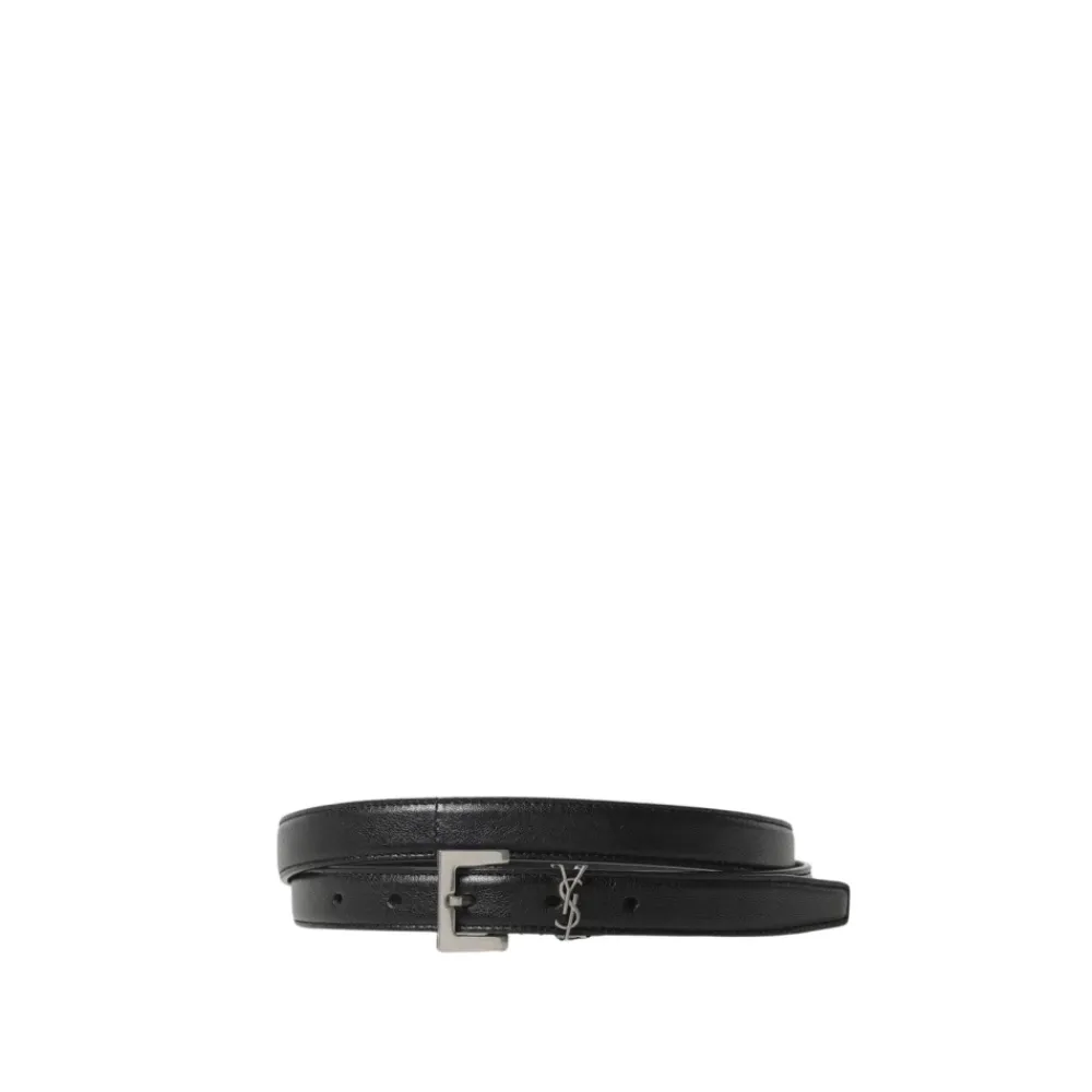 Bælter<Saint Laurent Læderbælte Sort