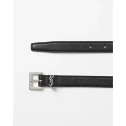 Bælter<Saint Laurent Læderbælte Sort