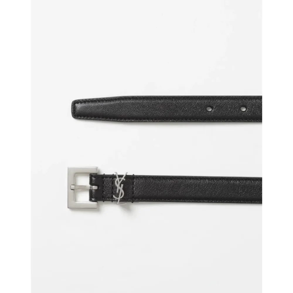 Bælter<Saint Laurent Læderbælte Sort