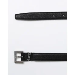 Bælter<Saint Laurent Læderbælte Sort