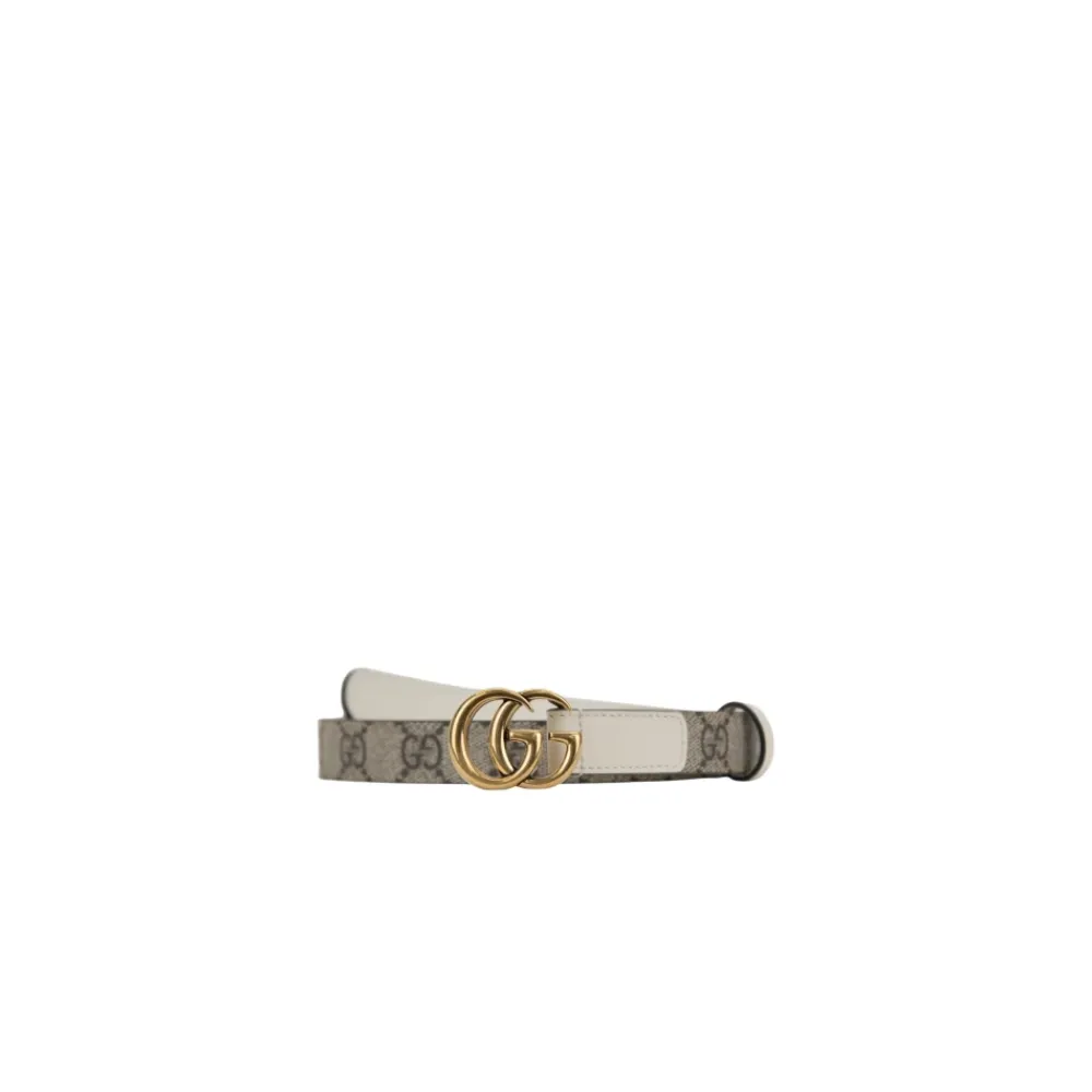 Bælter<Gucci Læderbælte med GG-logo Beige