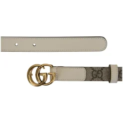 Bælter<Gucci Læderbælte med GG-logo Beige
