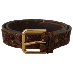 Bælter<Dolce & Gabbana Læderbælte med indgraveret spænde Brun