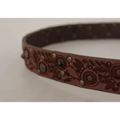 Bælter<Dolce & Gabbana Læderbælte med indgraveret spænde Brun