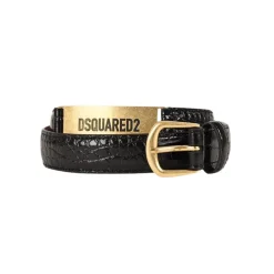Bælter^Dsquared2 Læderbælte med krokodilleeffekt Sort