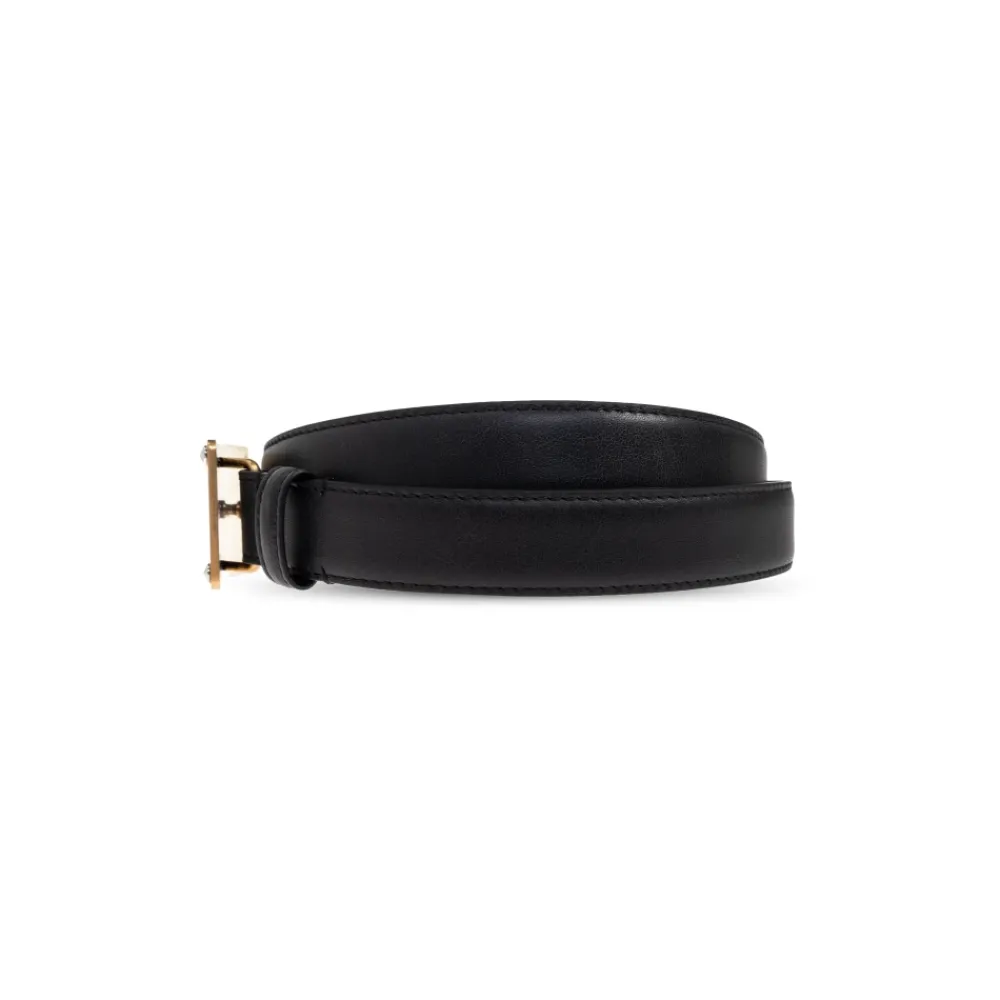 Bælter^Balenciaga Læderbælte med logo Sort