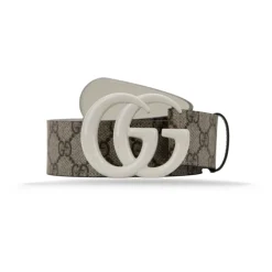 Bælter^Gucci Læderbælte med logo-spænde Multifarvet