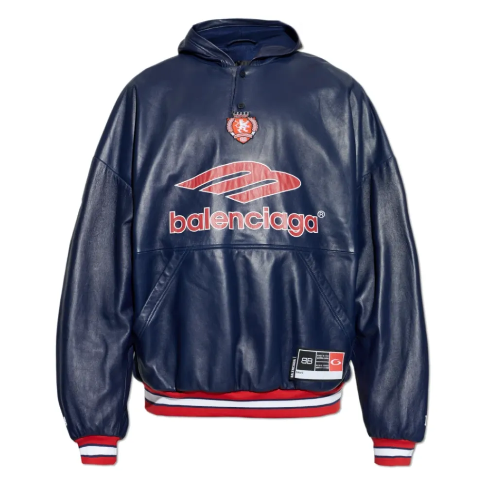 Jakker^Balenciaga Læderhættetrøje Blå