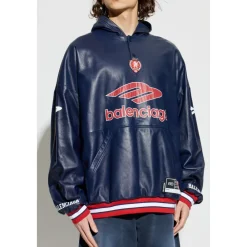 Jakker^Balenciaga Læderhættetrøje Blå