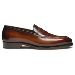 Loafers<Santoni Læderloafers, Made in Italy Brun
