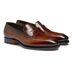 Loafers<Santoni Læderloafers, Made in Italy Brun