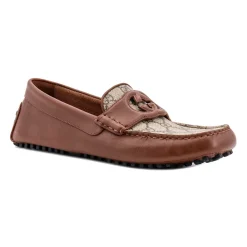 Loafers<Gucci Læderloafers med GG-logo Brun
