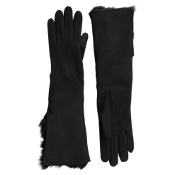 Handsker<Dolce & Gabbana Læderpels Handsker med Kasjmirforing Sort