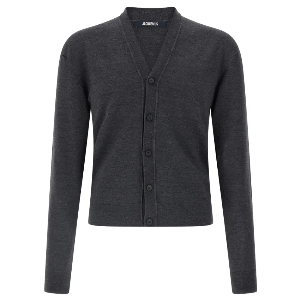 Strik<Jacquemus Le Cardigan Brodé Grå