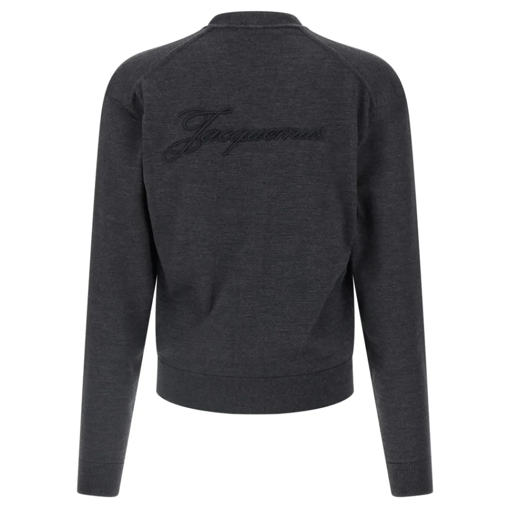 Strik<Jacquemus Le Cardigan Brodé Grå