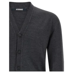 Strik<Jacquemus Le Cardigan Brodé Grå