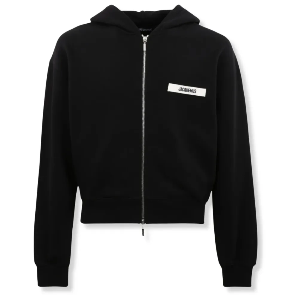 Trøjer<Jacquemus Le hoodie Gros Grain zippé Sort