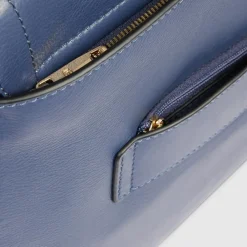 Laptop Tasker^Piquadro Leather laptop women's satchel bag with RFID and shock-absorbing protection Blå