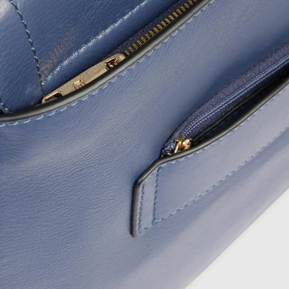 Laptop Tasker^Piquadro Leather laptop women's satchel bag with RFID and shock-absorbing protection Blå