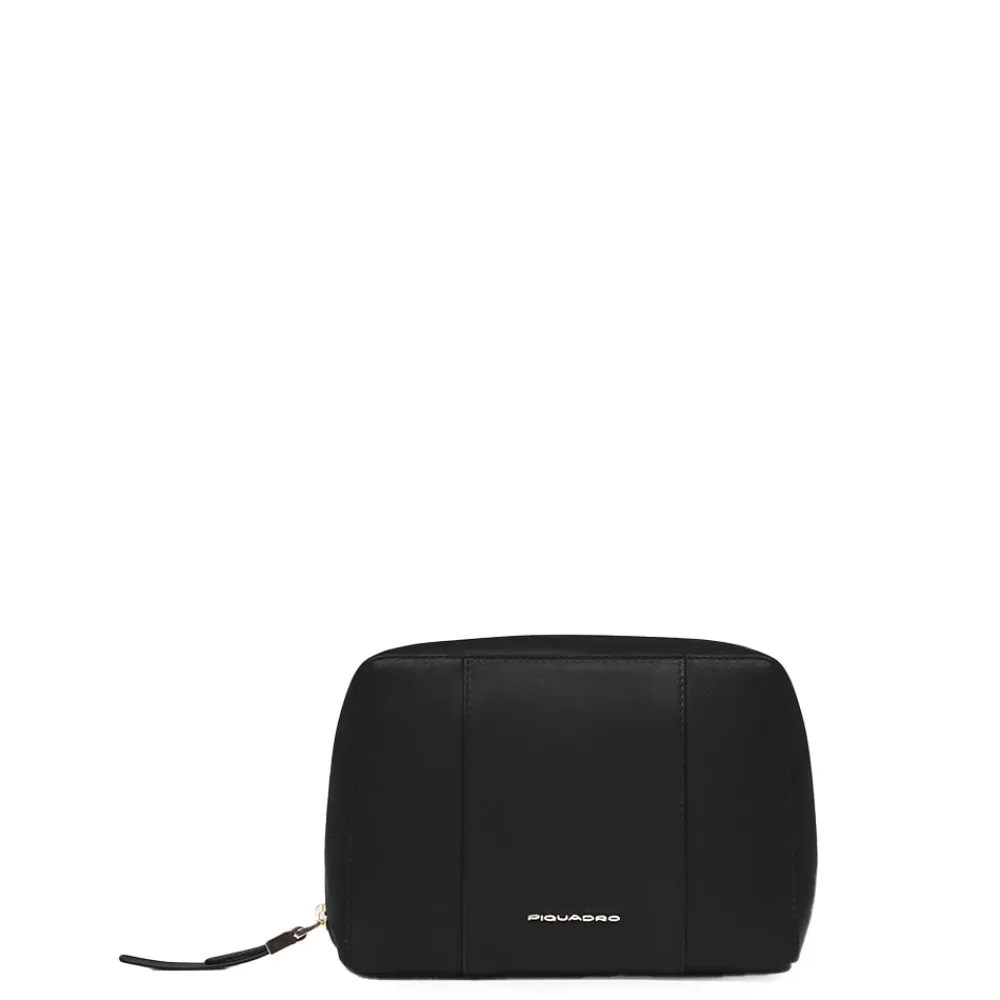 Toilettasker^Piquadro Leather make-up bag Sort