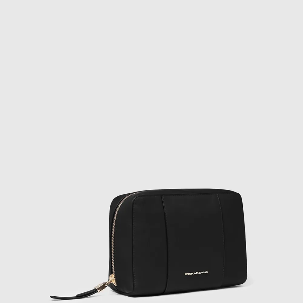 Toilettasker^Piquadro Leather make-up bag Sort