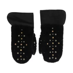 Handsker<Dolce & Gabbana Leather Shearling Studded Gloves Sort