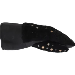 Handsker<Dolce & Gabbana Leather Shearling Studded Gloves Sort
