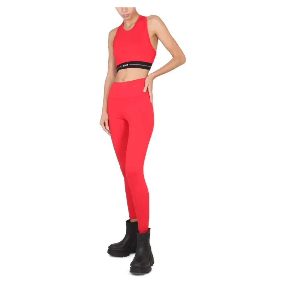 Træningsbukser & Tights<MSGM Leggings Med Logo Rød