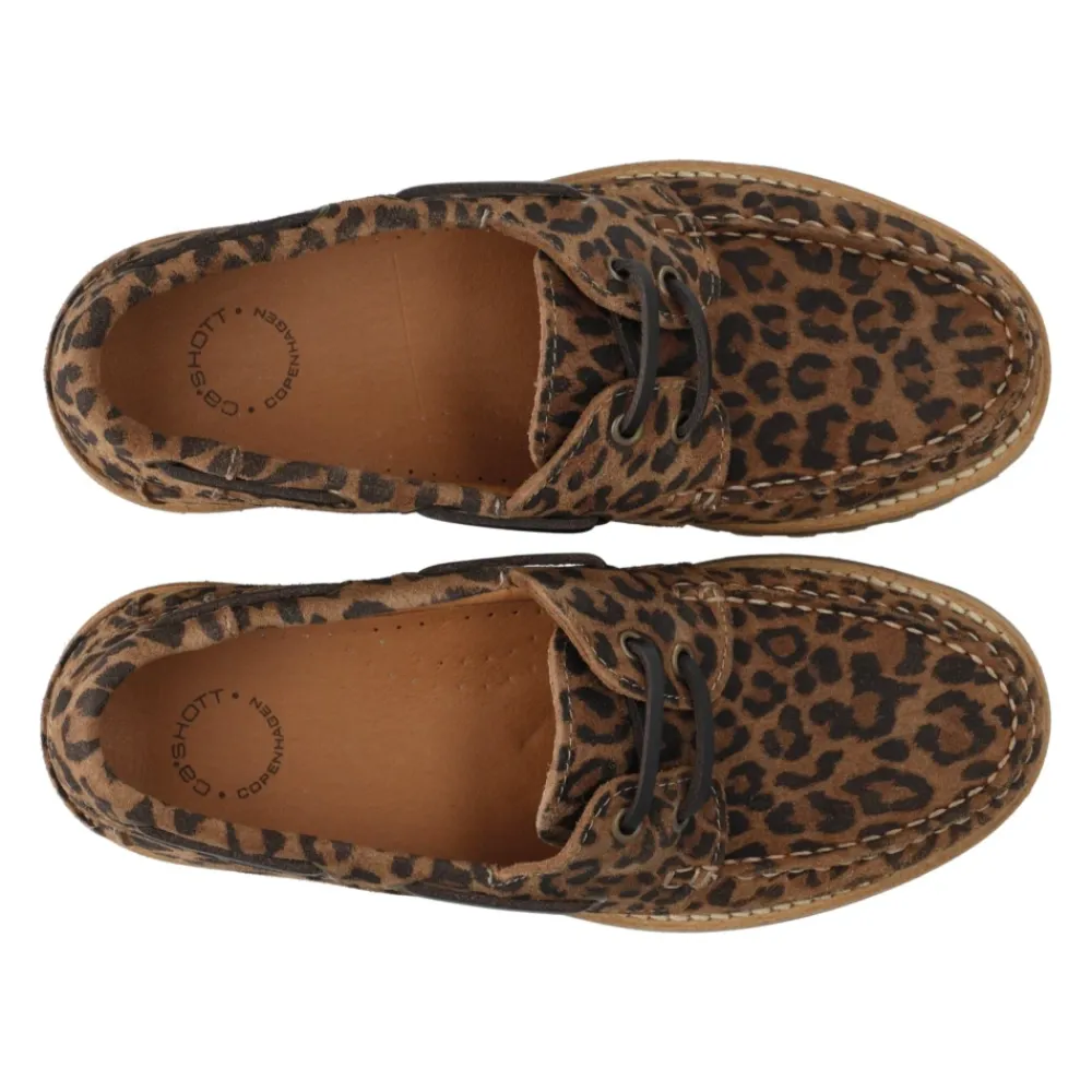 Loafers^Cashott LENA Bådsko Ruskind Leopard Print Brun