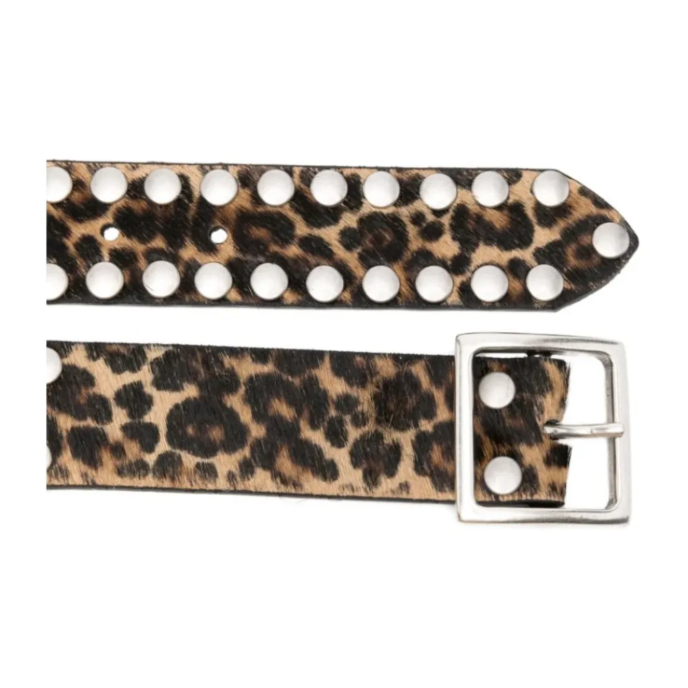 Bælter^Golden Goose Leo Studded Leather Belt Brun