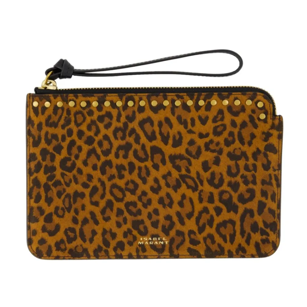 Clutch<Isabel Marant Leopard Print Læder Håndtaske Pung Brun