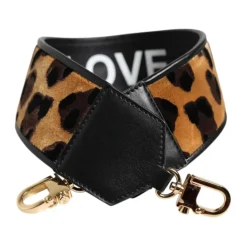 Tilbehør Til Tasker<Dolce & Gabbana Leopard Print Vendbar Taskestrop Sort