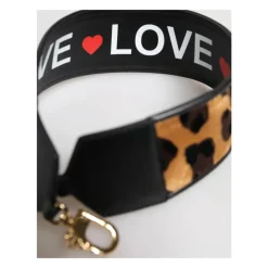 Tilbehør Til Tasker<Dolce & Gabbana Leopard Print Vendbar Taskestrop Sort