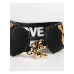 Tilbehør Til Tasker<Dolce & Gabbana Leopard Print Vendbar Taskestrop Sort