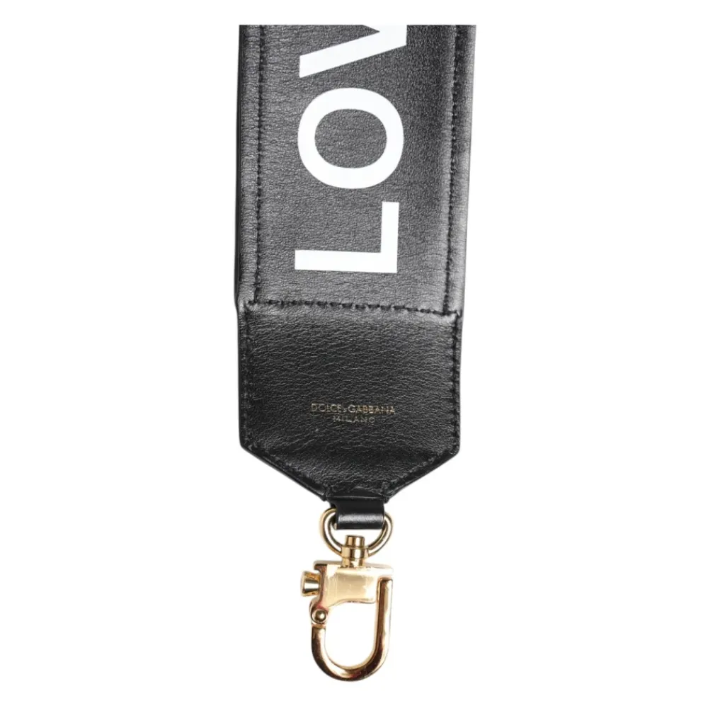 Tilbehør Til Tasker<Dolce & Gabbana Leopard Print Vendbar Taskestrop Sort