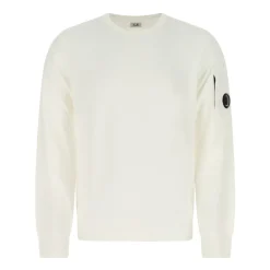 Trøjer|Sweatshirts<C.P. Company Letvægts Crew Neck Sweatshirt Hvid